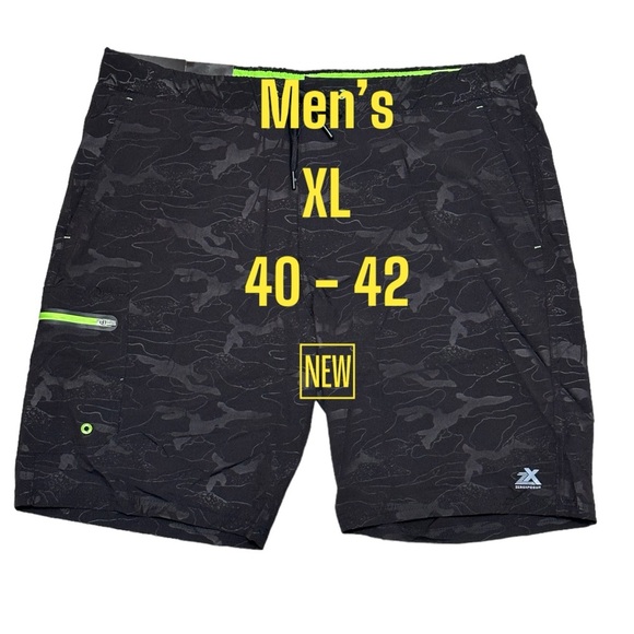 Men's Zeroxposur XL Swim Drawstring Shorts Trunks Hybrid Black Elastic Waist New - Picture 2 of 9